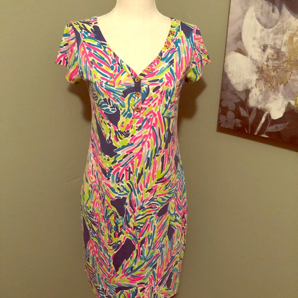 Lilly Pulitzer Colorful V-Neck Mini Dress